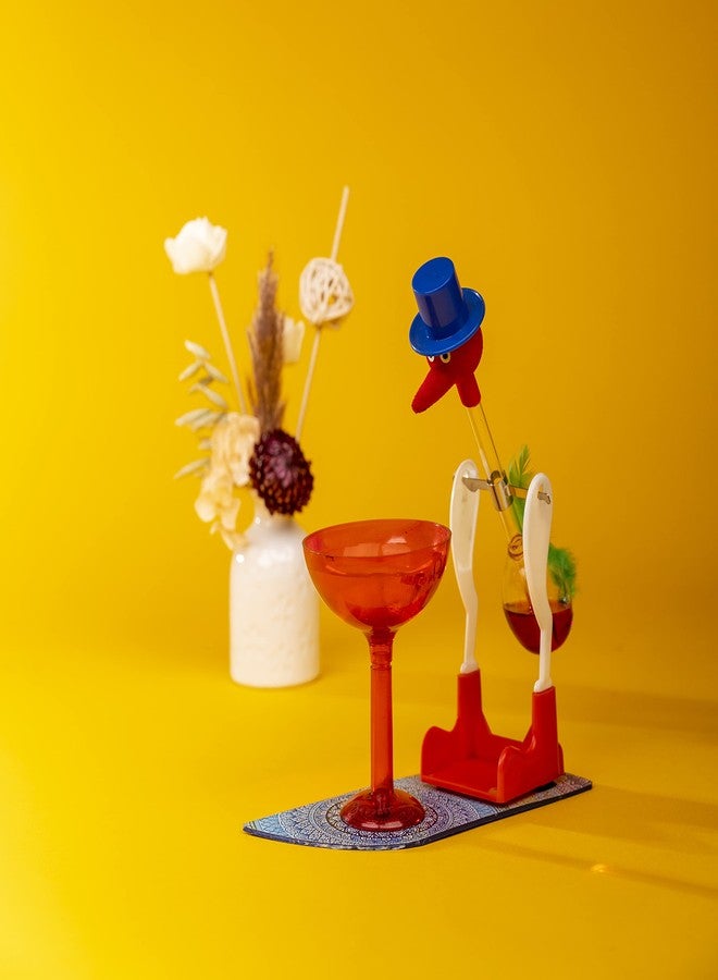 MANGO PIE Rangoli Drinking Bird Science Toy | Classic Dippy Bird Perpetual Motion Desk Showpiece with Cup | Pink Single (2) - Image 3