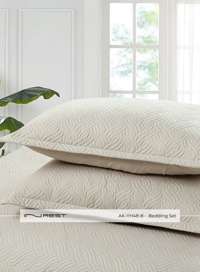 Inrest Home 100% Microfibre Summer Light Beige Bedding Set - 3pcs - Image 2