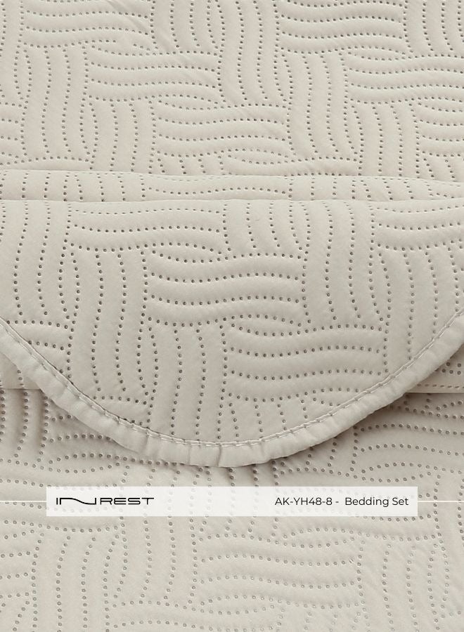 Inrest Home 100% Microfibre Summer Light Beige Bedding Set - 3pcs - Image 3