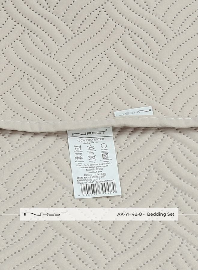 Inrest Home 100% Microfibre Summer Light Beige Bedding Set - 3pcs - Image 4