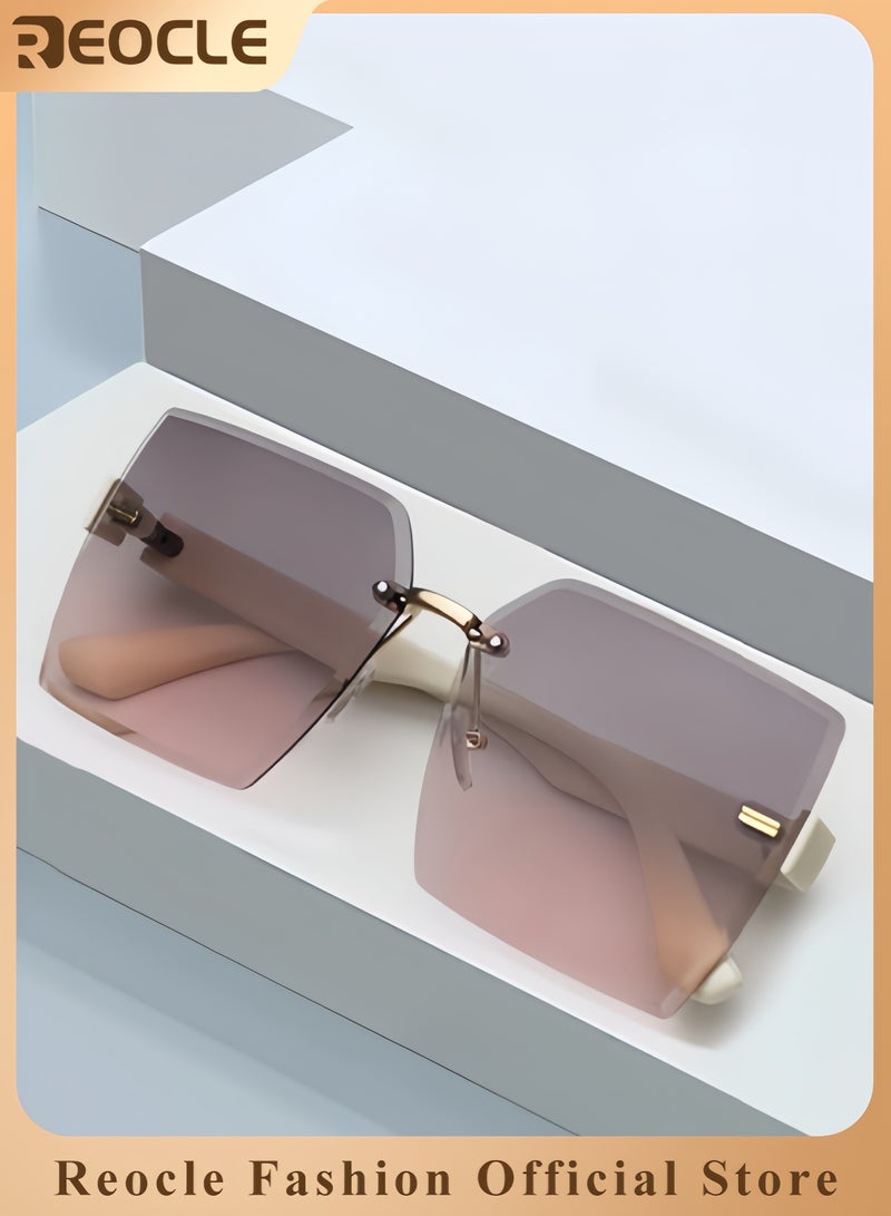 ريوكل نظارات شمسية مستطيلة عتيقة نظارات شمسية كبيرة مربعة للنساء حماية من الأشعة فوق البنفسجية UV400 نظارات قيادة بإطار مربع عصري - Image 1