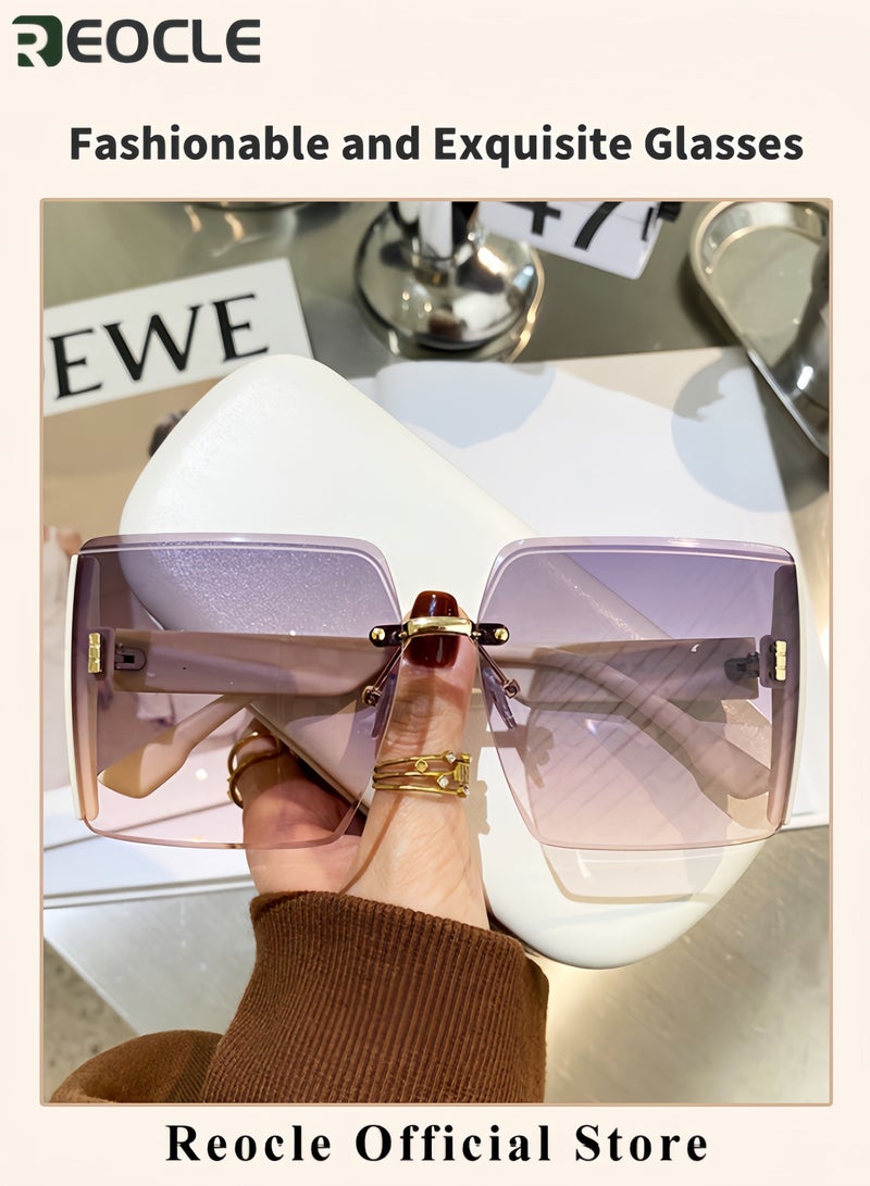 ريوكل نظارات شمسية مستطيلة عتيقة نظارات شمسية كبيرة مربعة للنساء حماية من الأشعة فوق البنفسجية UV400 نظارات قيادة بإطار مربع عصري - Image 5