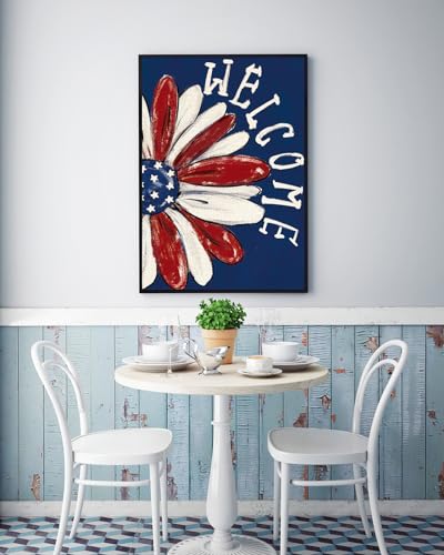 KINPLUB Patriotic 4th of July Diamond Painting Kits for Adults Beginners Welcome Daisy 5D Diamond Art DIY Full Round Drill Paint with Diamonds Home Wall Decor 12 x 16 Inch - Image 3
