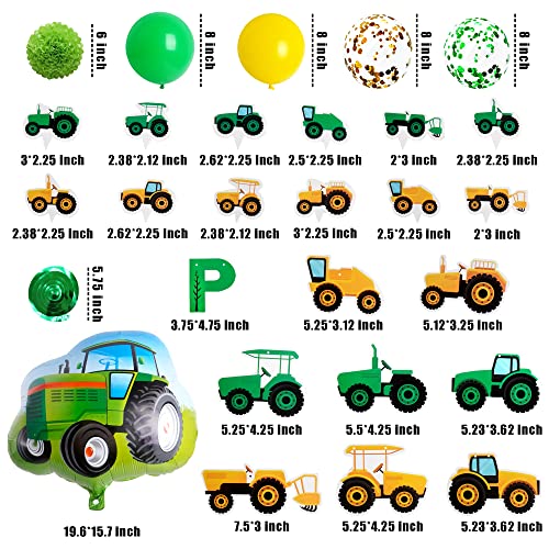 BANBALLON 76PCS Green Tractor Themed Party Supplies with Tractor Banner Balloons Garland Hanging Swirl and Cupcake Toppers for Farm Tractor Decorations As Themed Party Favors - Image 5
