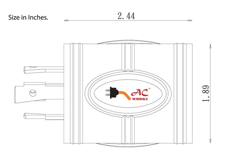 AC WORKS [ADL1430520] Locking Adapter L14-30P 30Amp 125/250Volt 4-Prong Male Plug to 5-15/20R Regular Household 15/20Amp Female Connector - Image 5