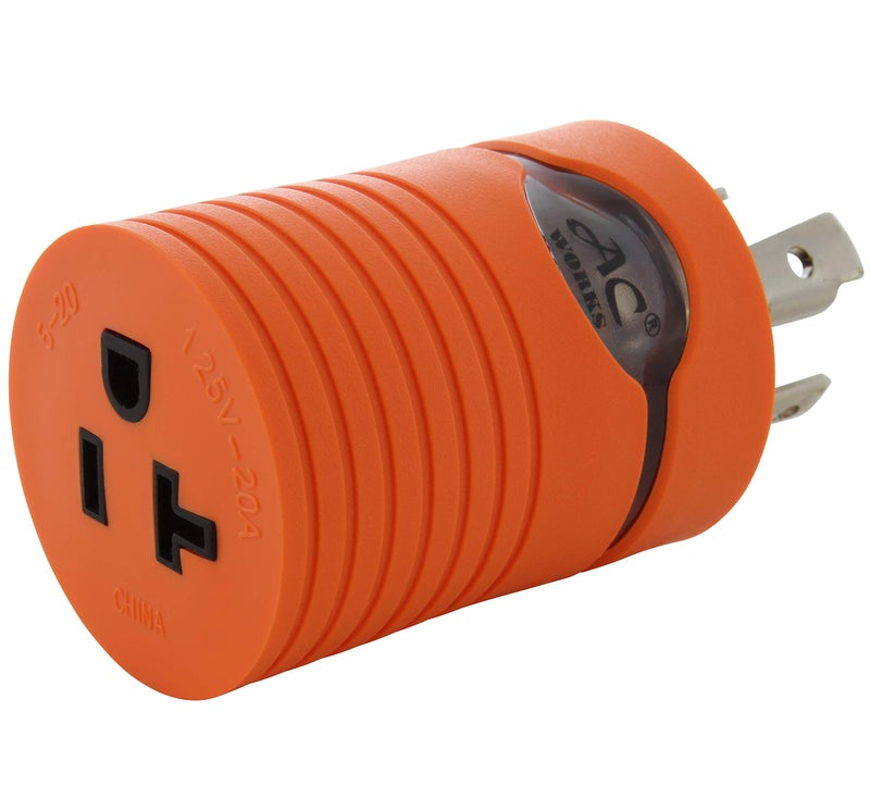 AC WORKS [ADL1430520] Locking Adapter L14-30P 30Amp 125/250Volt 4-Prong Male Plug to 5-15/20R Regular Household 15/20Amp Female Connector - Image 1
