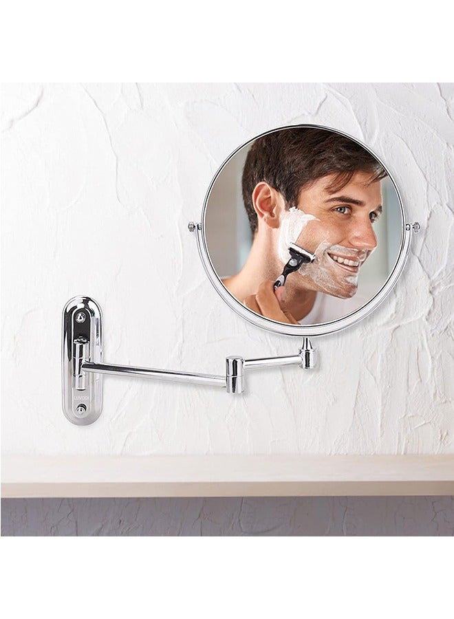 JCB CHIC Wall Mounted Makeup Mirror Double Sided 5X Magnification 360° Swivel Extendable Cosmetic Vanity Mirror for Bathroom Hotels-8 inches - Image 1