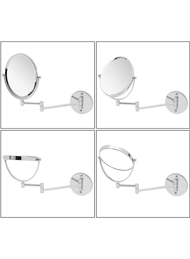JCB CHIC Wall Mounted Makeup Mirror Double Sided 5X Magnification 360° Swivel Extendable Cosmetic Vanity Mirror for Bathroom Hotels-8 inches - Image 4