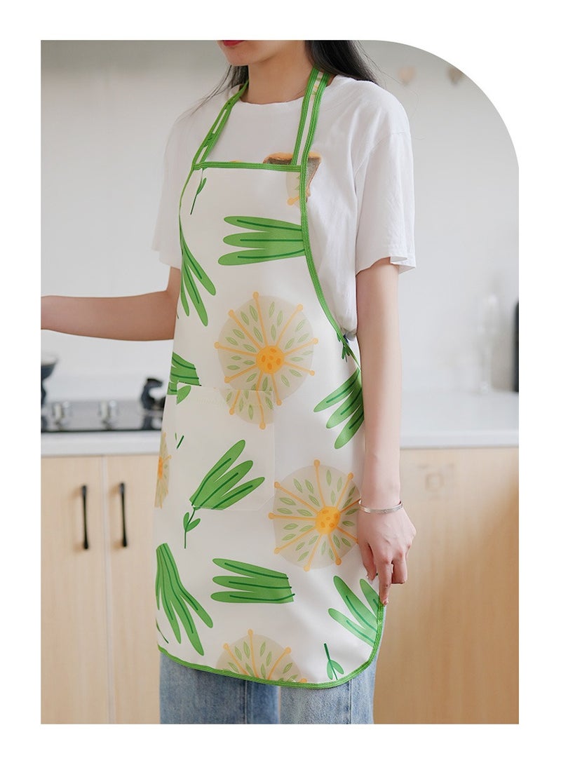 Yuwell Polyester Cooking Apron Adjustable Kitchen Apron Soft Waterproof Stainproof Chef Apron With Pocket For Women And Men Oil Proof Apron Artsy Leafy  - Image 3