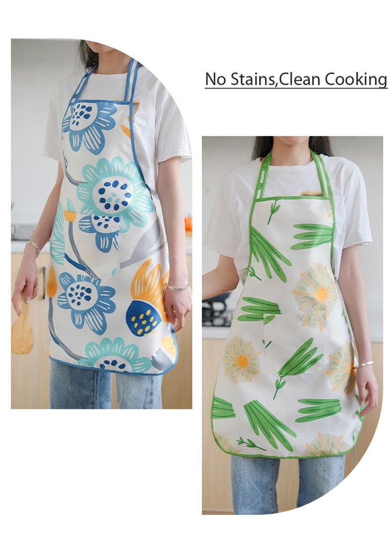 Yuwell Polyester Cooking Apron Adjustable Kitchen Apron Soft Waterproof Stainproof Chef Apron With Pocket For Women And Men Oil Proof Apron Artsy Leafy  - Image 4