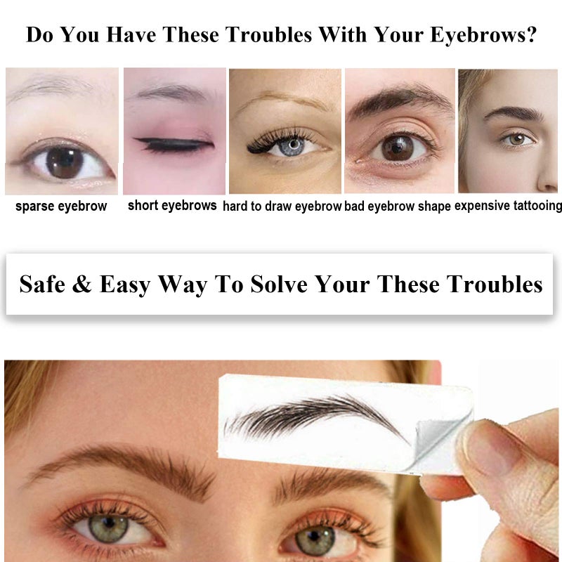 DaTineLky 22 Pairs 4D Eyebrow Tattoo Sticker - Nature False Brows Hair-Like Authentic Long Lasting Waterproof Temporary Tattoo for Grooming Shaping (Black) - Image 2