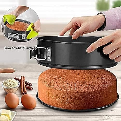 TrendyTrolley® 3 Pc Cake Baking Combo Set | Round Cake Tin + Muffin Tray + Bread Loaf Pan with 10 Inch Golden Cake Base Board | Non-Stick Bakeware for Oven | Home Bakers & Professionals - Image 3