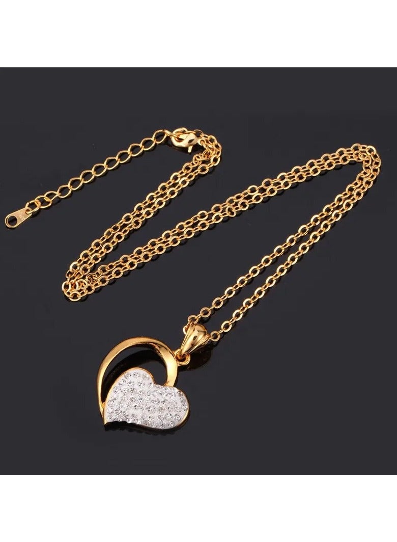 DubaiGallery U7 Fashion Jewelry Love Heart Necklace Gold Color Gorgeous Rhinestones Romantic Pendant Necklace Jewelry Gift for Women P3064  - Image 1