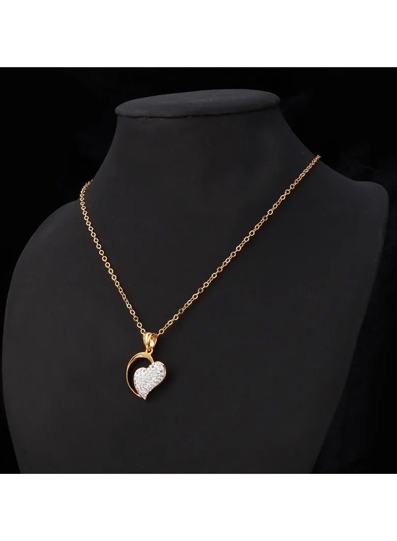 DubaiGallery U7 Fashion Jewelry Love Heart Necklace Gold Color Gorgeous Rhinestones Romantic Pendant Necklace Jewelry Gift for Women P3064  - Image 3