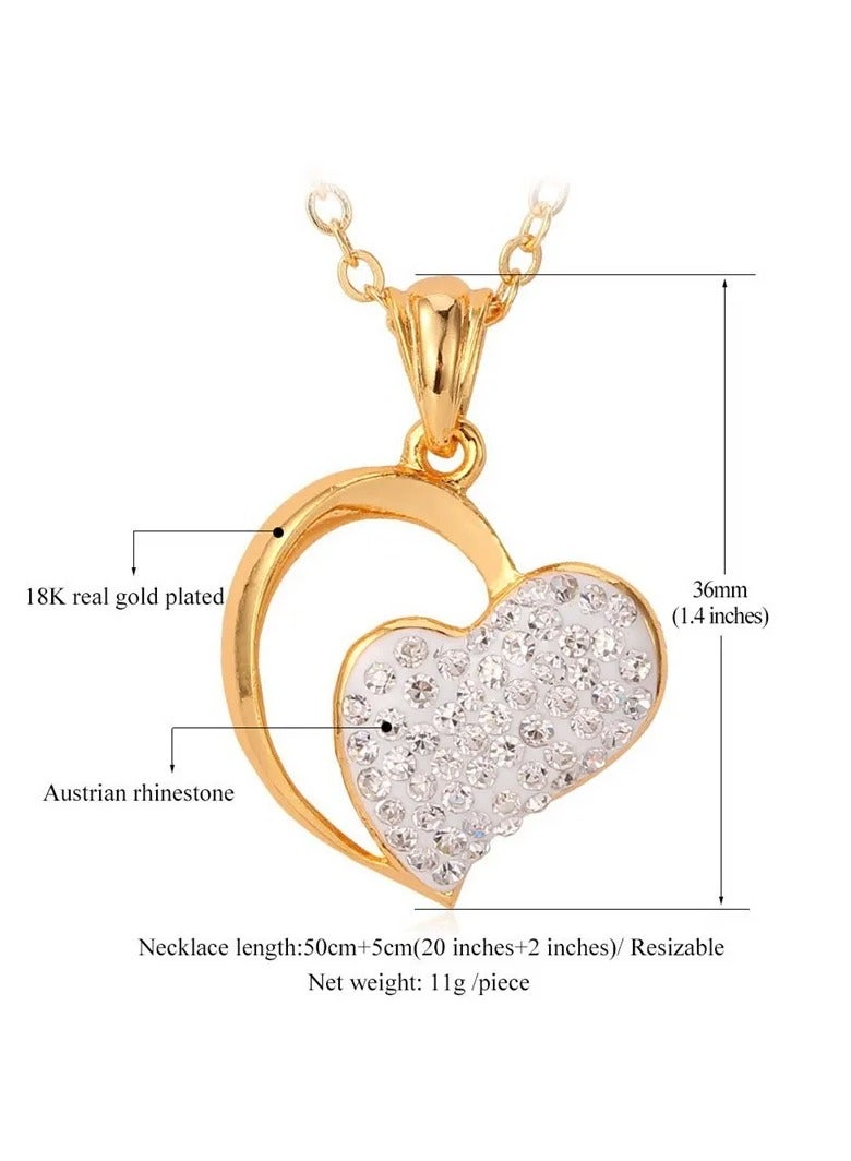 DubaiGallery U7 Fashion Jewelry Love Heart Necklace Gold Color Gorgeous Rhinestones Romantic Pendant Necklace Jewelry Gift for Women P3064  - Image 4