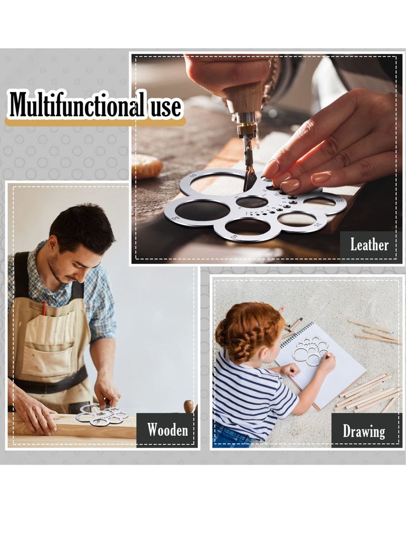 Excefore أداة قطع جلدية دائرية، أدوات قطع جلدية، لمشاريع الجلد، أداة حرفية اصنعها بنفسك، مستلزمات الحرف اليدوية (1 عبوة)  - Image 4