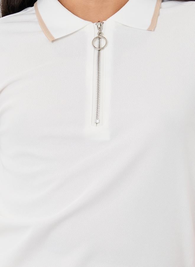 Styli Plain Polo T-Shirt and Pleated Skirt Set - Image 3