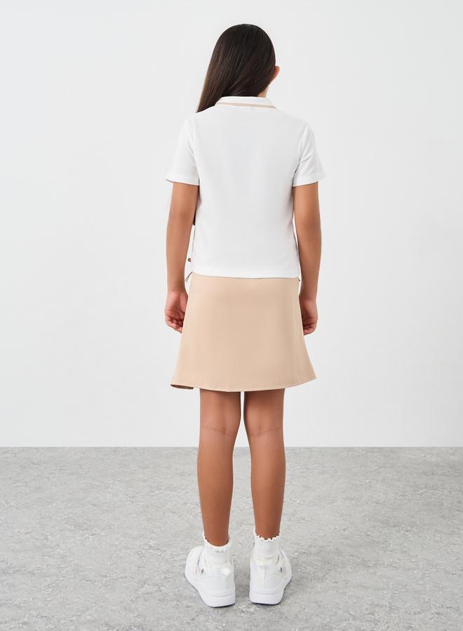 Styli Plain Polo T-Shirt and Pleated Skirt Set - Image 5