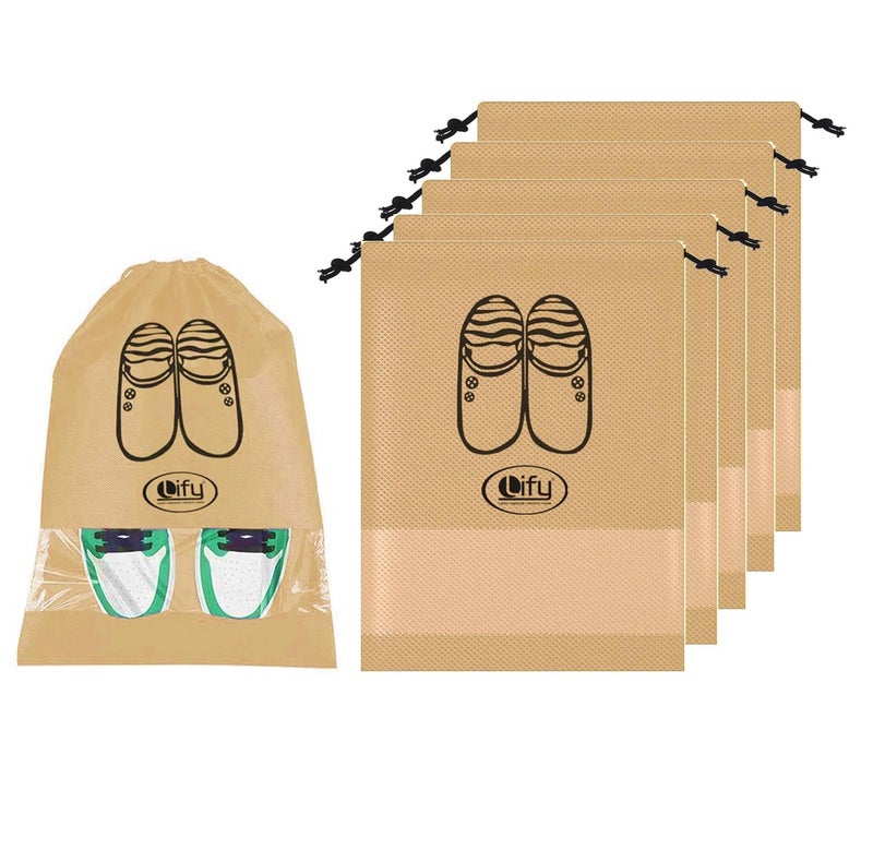 Lify Fabric Shoe Bags (Set of 6) (Beige) - Image 1