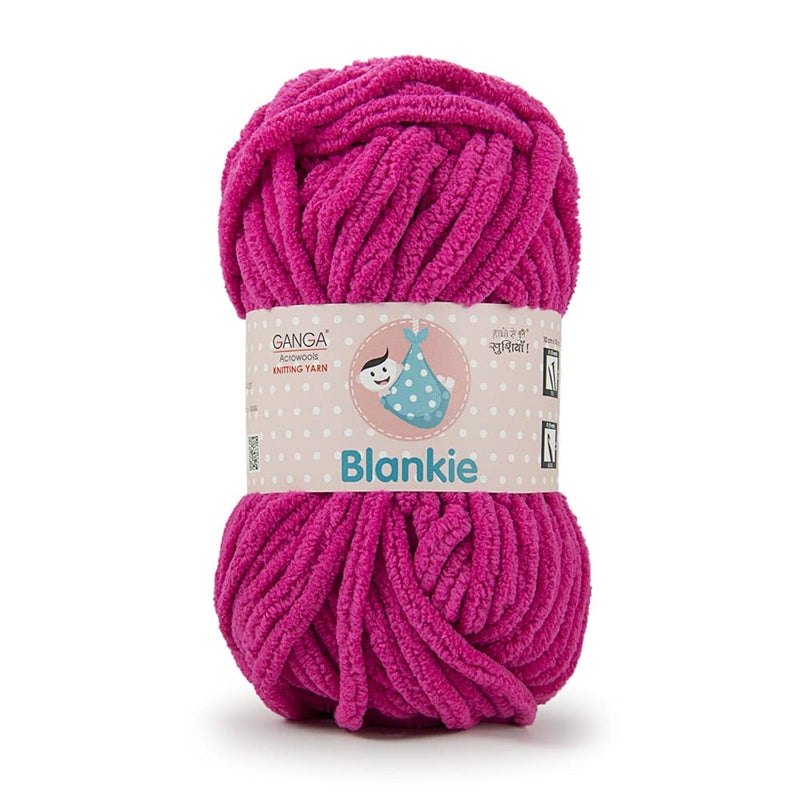 Ganga Acrowools Blankie is a Super Soft Chenille Yarn. OEKOTEX Class 1 Certified. Safe for Babies. Pack of 2 Balls - 100gm Each. Shade no 13, Fushia - Image 5