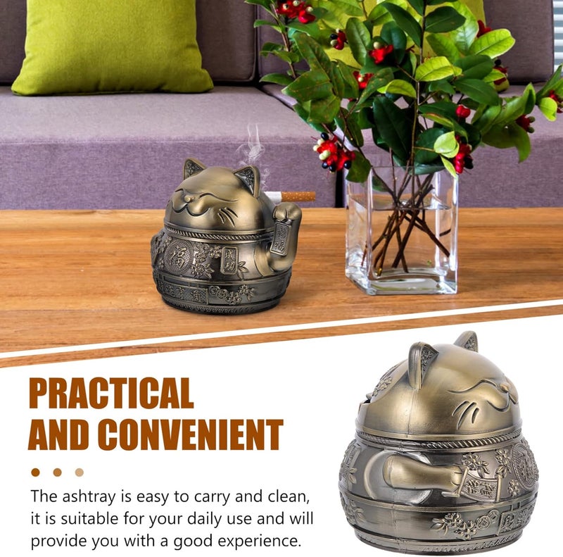 cheekyglo Creative Ashtray Lucky Cat Cigar Ashtray Cigarette Art Decorative Maneki Neko Figure Cute Animal Ash Tray Holder Table Home Bar Car Decor for Smokers - Image 4