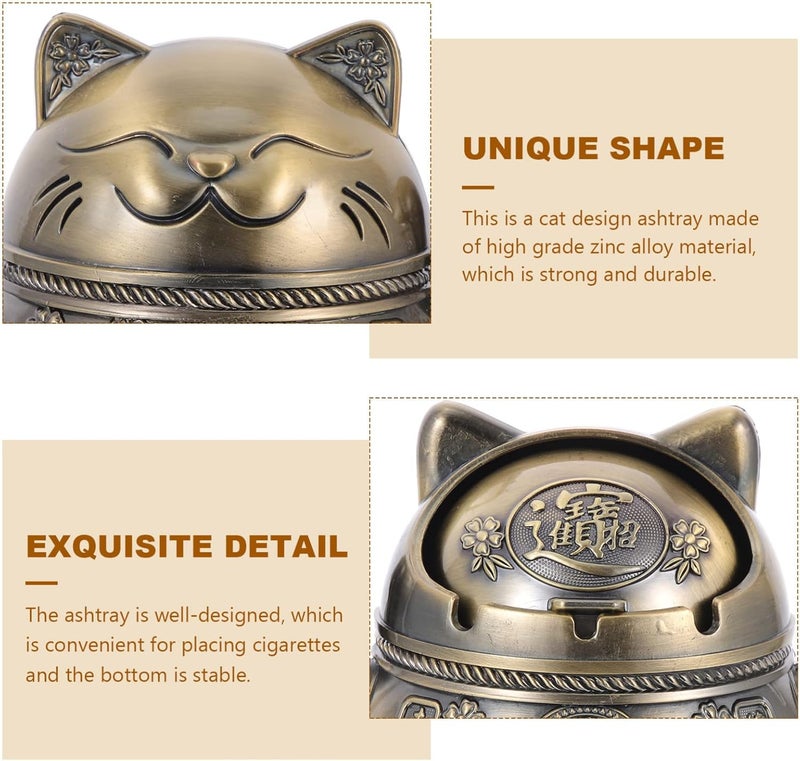cheekyglo Creative Ashtray Lucky Cat Cigar Ashtray Cigarette Art Decorative Maneki Neko Figure Cute Animal Ash Tray Holder Table Home Bar Car Decor for Smokers - Image 3