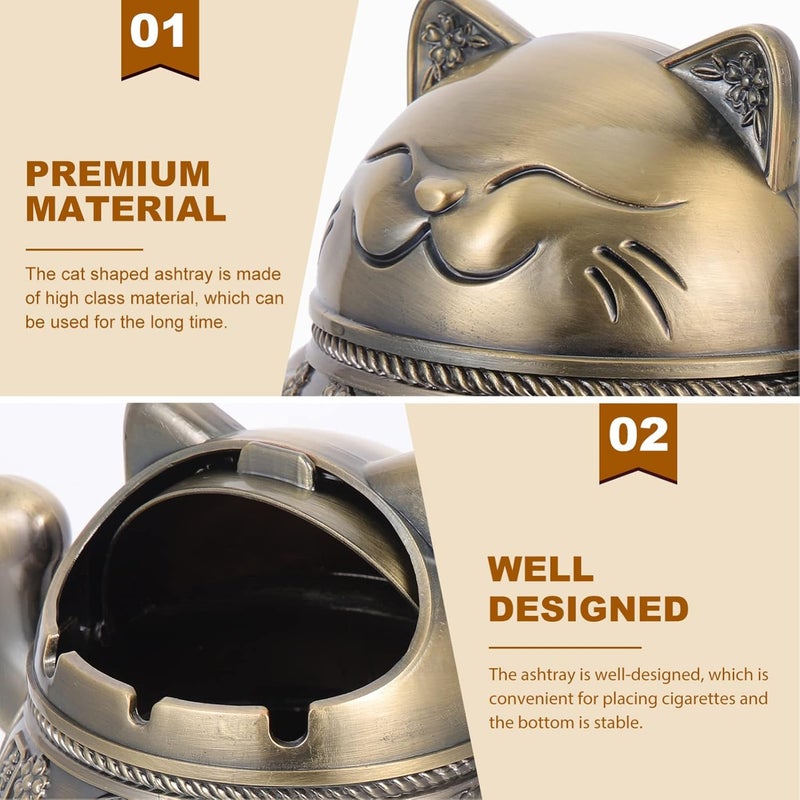 cheekyglo Creative Ashtray Lucky Cat Cigar Ashtray Cigarette Art Decorative Maneki Neko Figure Cute Animal Ash Tray Holder Table Home Bar Car Decor for Smokers - Image 2