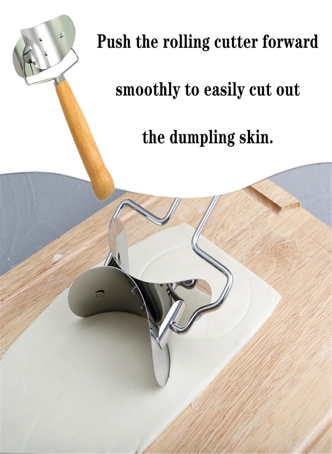 Nanchroadly 2 PCS Dumpling Cutter Sturdy Dumpling Maker Dumpling Wrapper Skin Dough Cutter Stainless Steel Dough Blenders Circle Roller Mold for DIY Kitchen Accessories - Image 5