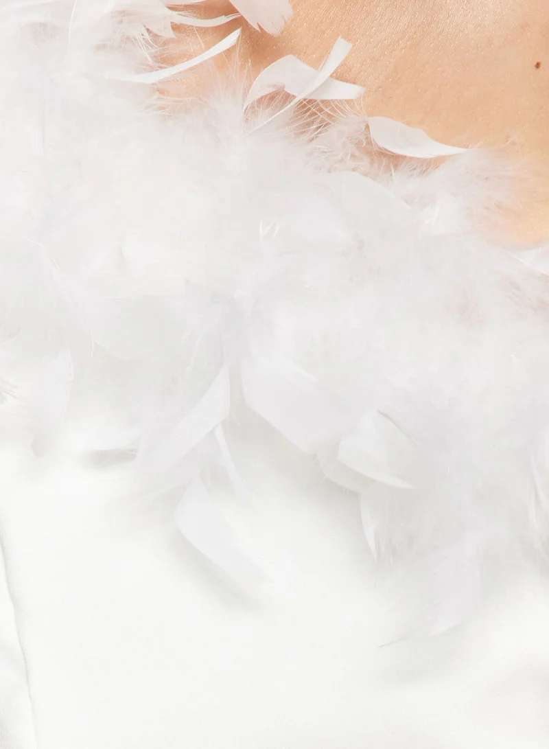 trendyol Feathered One-Shoulder Dress
