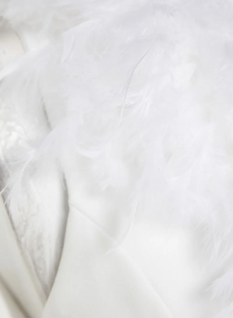 trendyol Feathered One-Shoulder Dress
