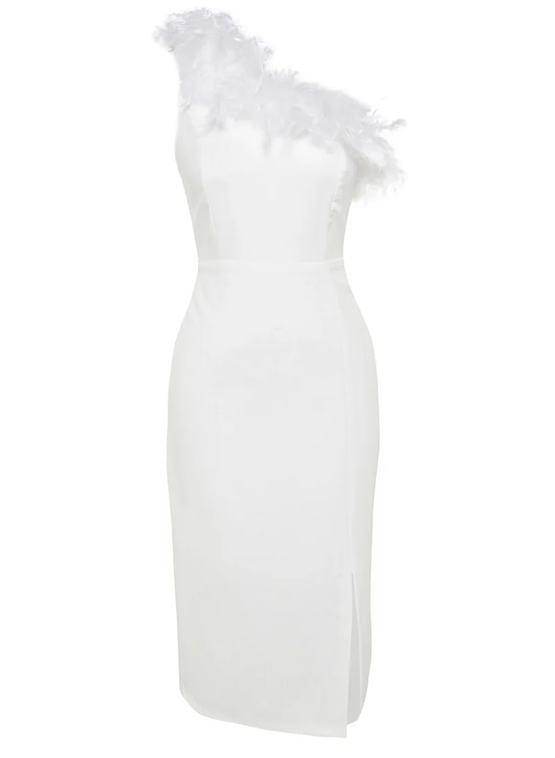 trendyol Feathered One-Shoulder Dress