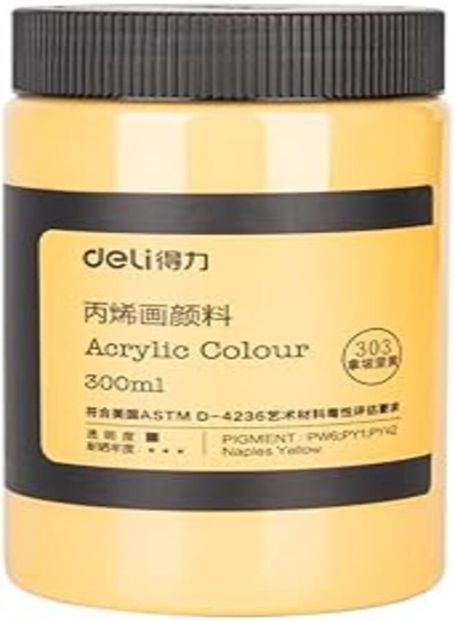 Deli 73875 Acrylic Paint 300 ml, Naples Yellow