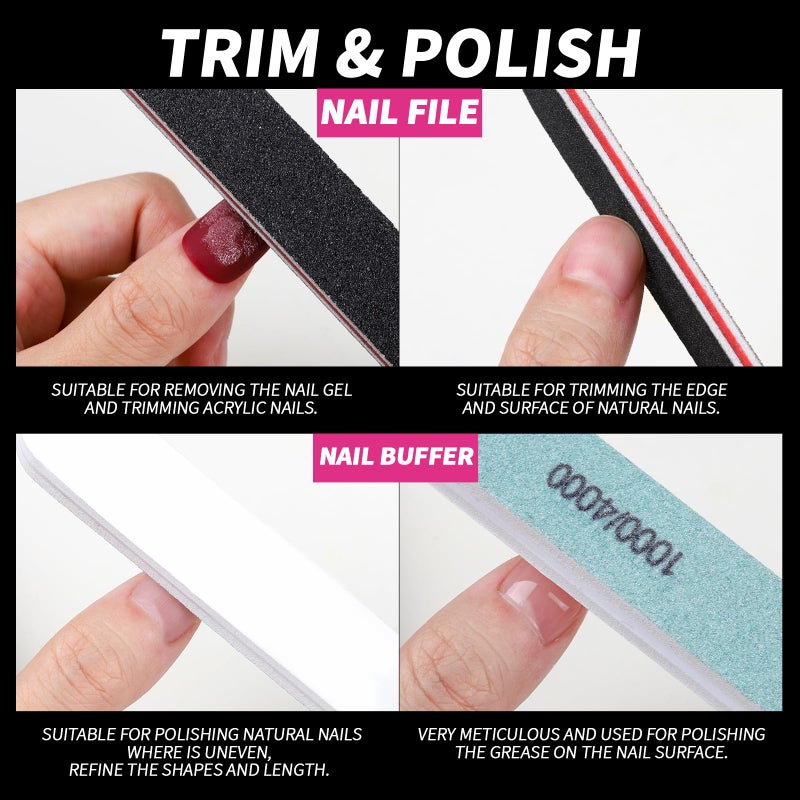 FANDAMEI FANDAME Gel Nail Polish Remover Tools Kit, 10 PCS Nail Polish Remover Clips Black, 100ml Nail Polish Remover Bottle, 500PCS Cotton Pad, Nail Brush, Cuticle Pusher, Nail File, Buffer Block Tools kit - Image 4