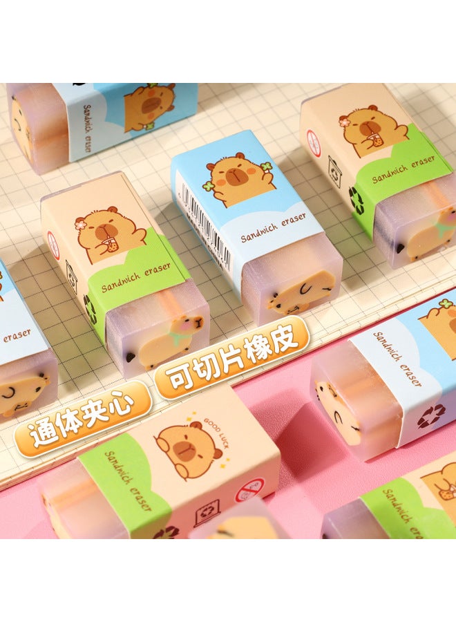 HELPS Creative Kapibara Eraser For Primary School Students, Cute, Chip-free, Super Clean Eraser, Exam Painting, Pencil Eraser, Stationery - Image 2