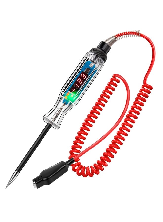 WinamooPremium Digital LED Automotive Circuit Tester DC 2.6V-32V Test Light with Portable PU Extended Spring Wire Vehicle Circuits Low Voltage Light Tester with Sharp Stainless Probe - Image 1