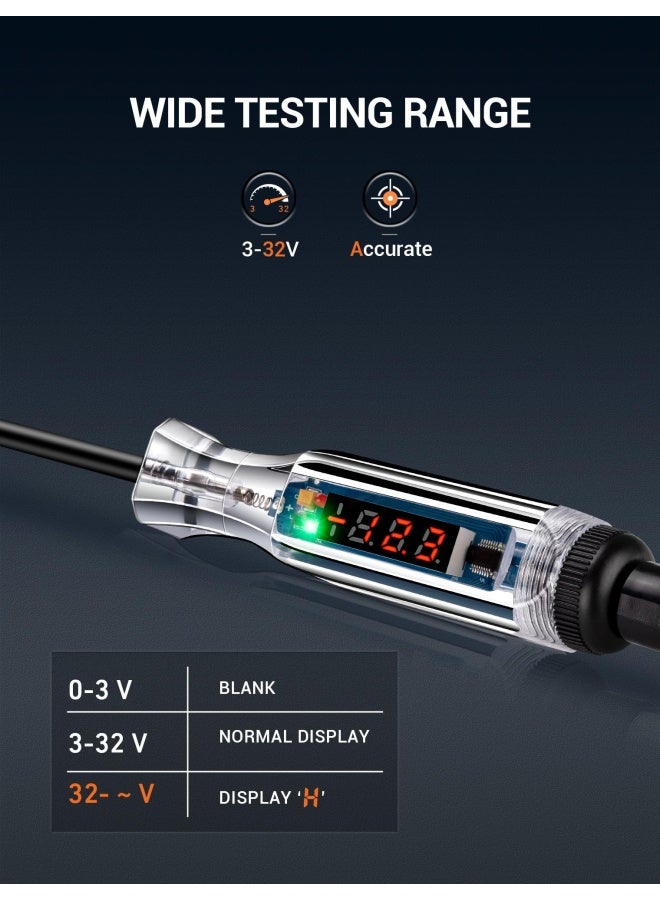 WinamooPremium Digital LED Automotive Circuit Tester DC 2.6V-32V Test Light with Portable PU Extended Spring Wire Vehicle Circuits Low Voltage Light Tester with Sharp Stainless Probe - Image 3
