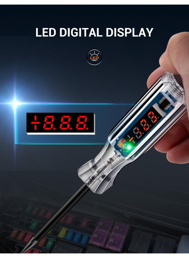 WinamooPremium Digital LED Automotive Circuit Tester DC 2.6V-32V Test Light with Portable PU Extended Spring Wire Vehicle Circuits Low Voltage Light Tester with Sharp Stainless Probe - Image 2