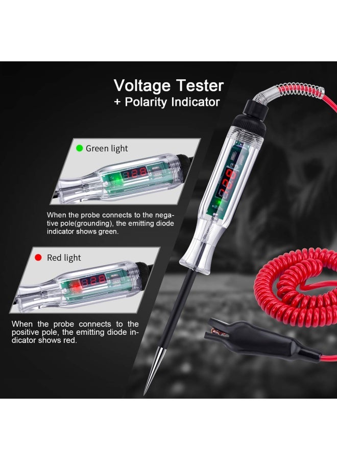 WinamooPremium Digital LED Automotive Circuit Tester DC 2.6V-32V Test Light with Portable PU Extended Spring Wire Vehicle Circuits Low Voltage Light Tester with Sharp Stainless Probe - Image 4