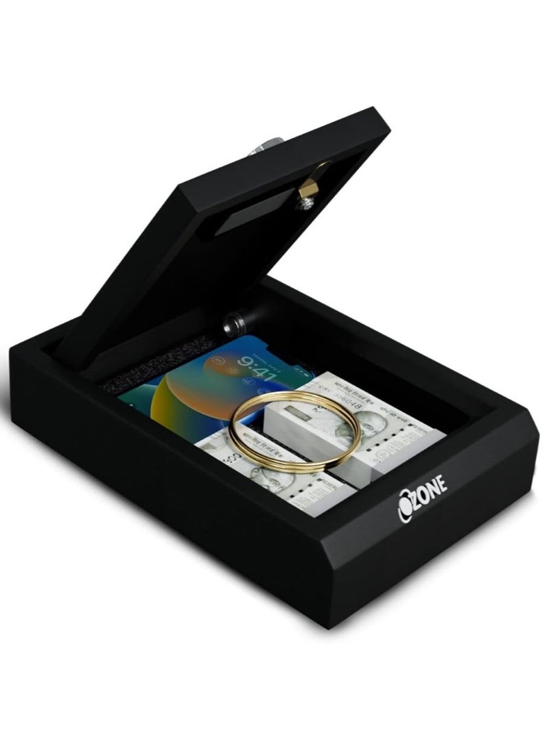 أوزون ايزي سيف | درج شخصي صغير محمول سعة 2.27 لتر | خزانة آمنة للأمن الإلكتروني | للمنزل والمكتب مع الرقم السري - تشطيب أسود | بواسطة الأوزون الهند - Image 1