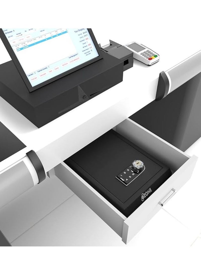 أوزون ايزي سيف | درج شخصي صغير محمول سعة 2.27 لتر | خزانة آمنة للأمن الإلكتروني | للمنزل والمكتب مع الرقم السري - تشطيب أسود | بواسطة الأوزون الهند - Image 3