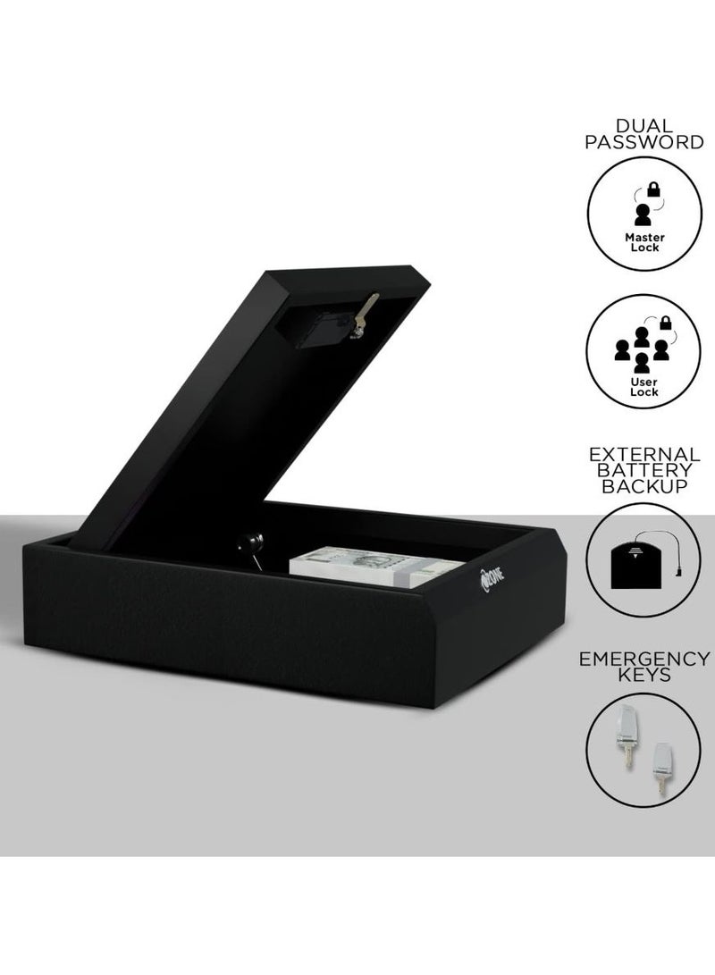 أوزون ايزي سيف | درج شخصي صغير محمول سعة 2.27 لتر | خزانة آمنة للأمن الإلكتروني | للمنزل والمكتب مع الرقم السري - تشطيب أسود | بواسطة الأوزون الهند - Image 5
