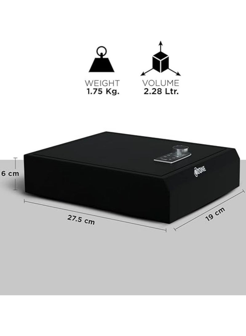 أوزون ايزي سيف | درج شخصي صغير محمول سعة 2.27 لتر | خزانة آمنة للأمن الإلكتروني | للمنزل والمكتب مع الرقم السري - تشطيب أسود | بواسطة الأوزون الهند - Image 4