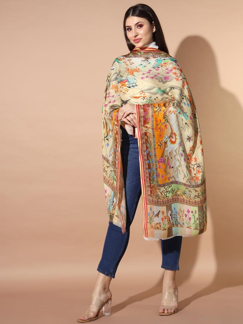 Pashmoda Women Chaman Multicoloured Printed Stole (Size : 71X203 CM) - Image 3