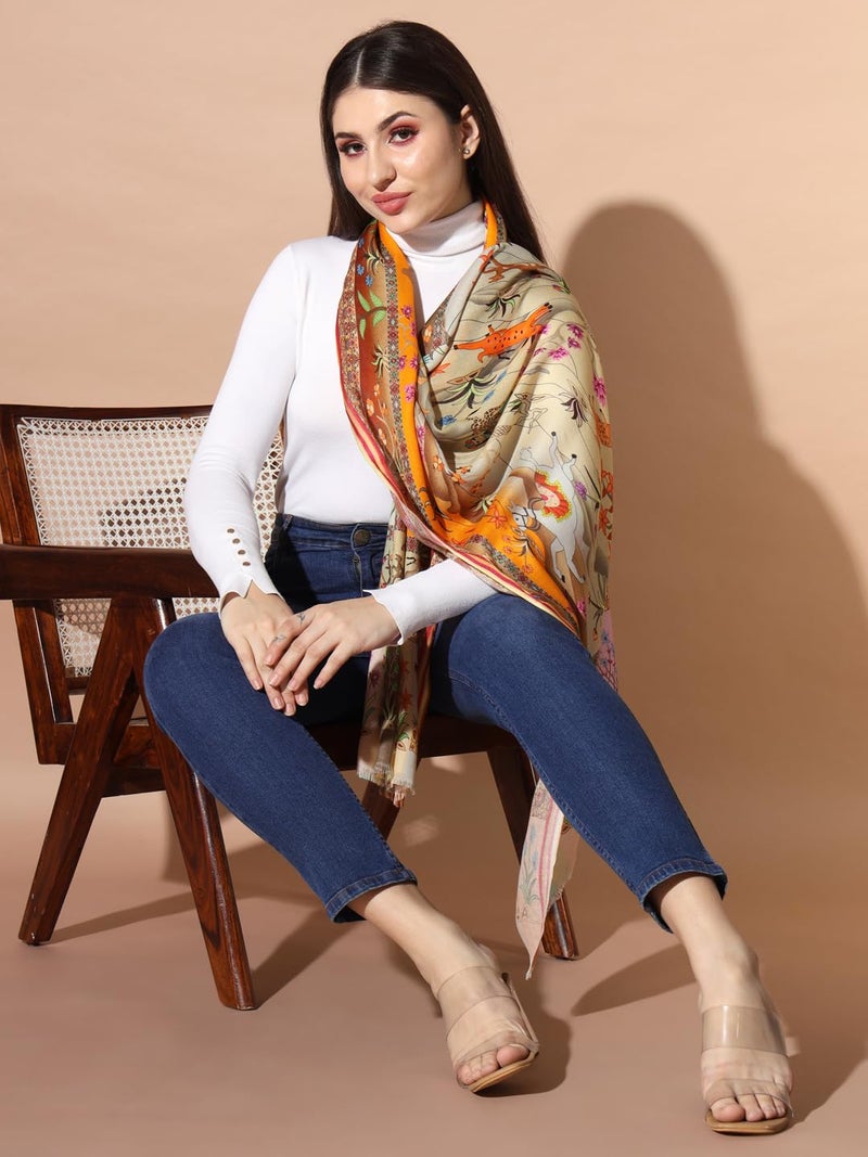 Pashmoda Women Chaman Multicoloured Printed Stole (Size : 71X203 CM) - Image 2