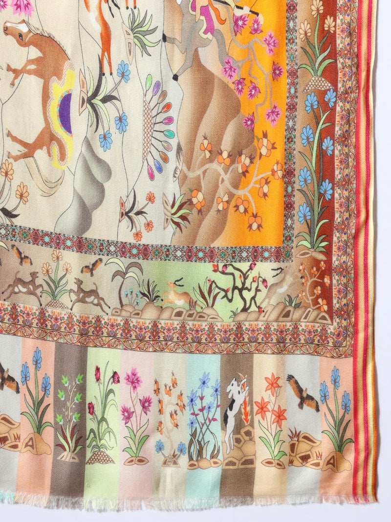 Pashmoda Women Chaman Multicoloured Printed Stole (Size : 71X203 CM) - Image 5
