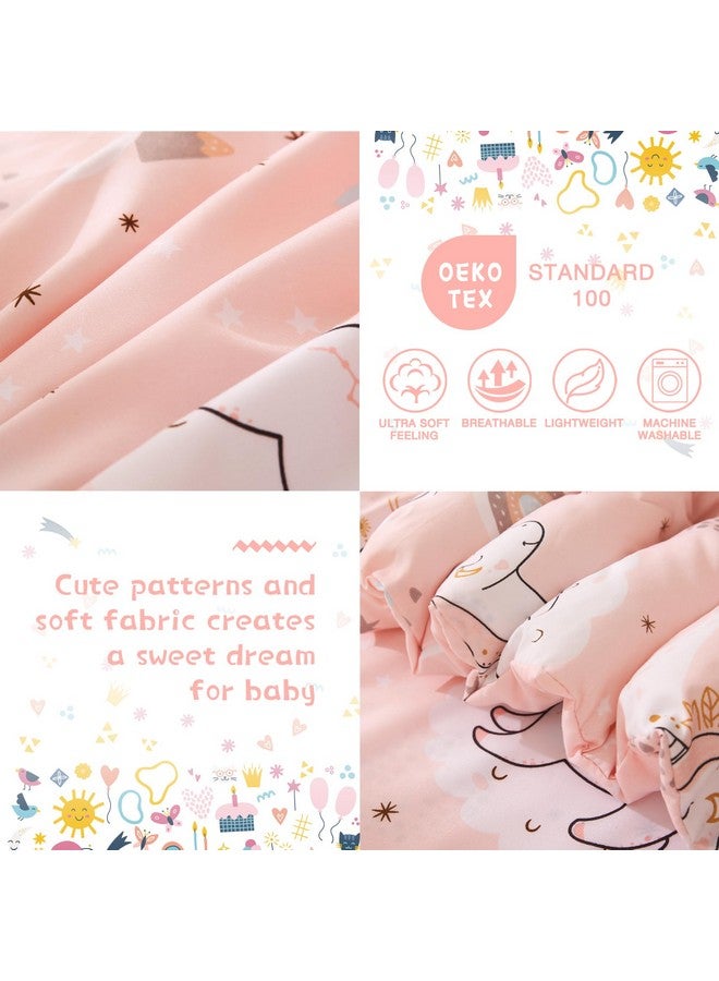 جي اس دي طقم ملاءات سرير يونيكورن وردي للفتيات الصغيرات مكون من 4 قطع من الألياف الدقيقة الناعمة لسرير الأطفال الصغار - Image 2