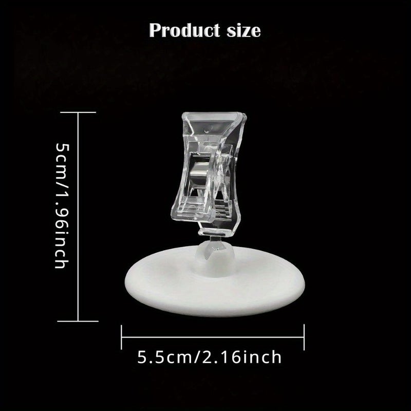 8 Pcs White Rotatable Sign Clips With Round Base Plastic Holders For Cards - Image 2