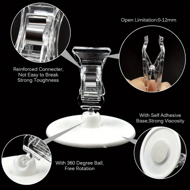 8 Pcs White Rotatable Sign Clips With Round Base Plastic Holders For Cards - Image 3