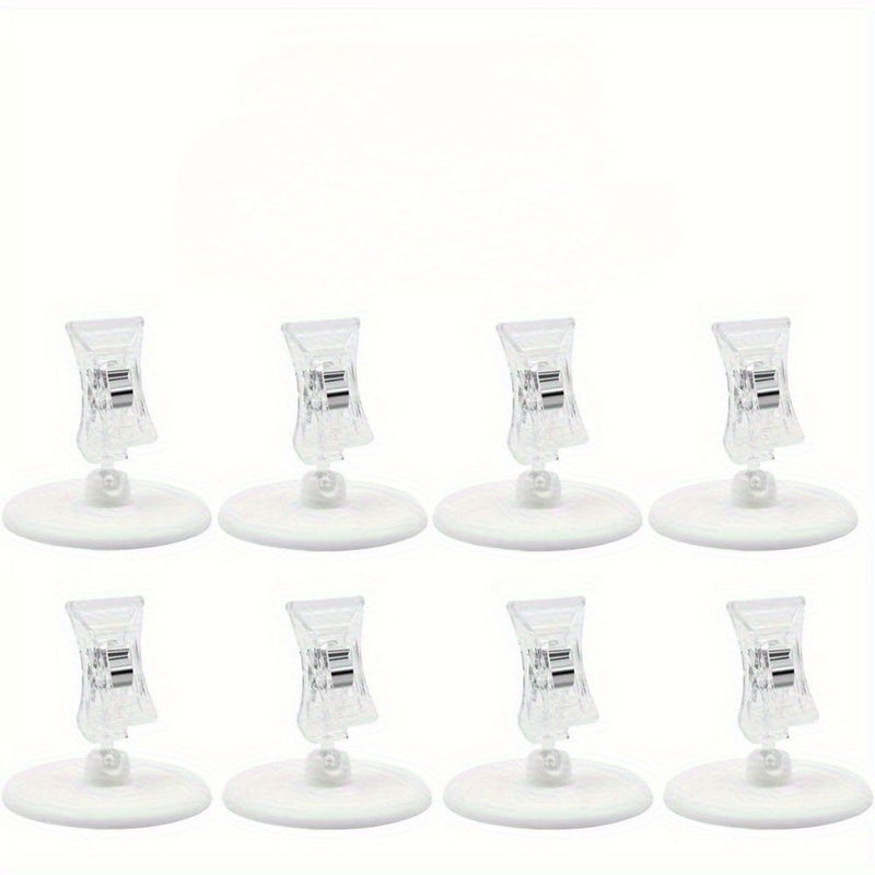 8 Pcs White Rotatable Sign Clips With Round Base Plastic Holders For Cards - Image 1