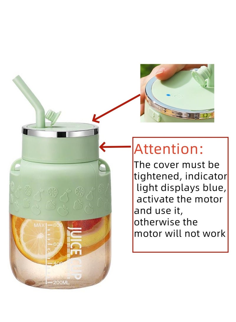Portable Juicer Cup, Electric USB Rechargeable 800ml Blender Cup with 10 Sharp Blades, Personal Mixer Cup Juicer Bottle with Straw, for Travel Picnic Office Gym (K2 White 800ml) - Image 3